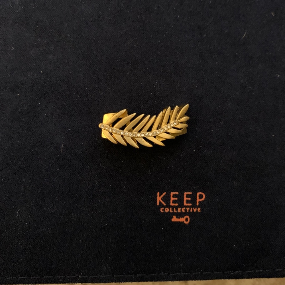 KEEP Collective palm leaf charm in pave brushed gold